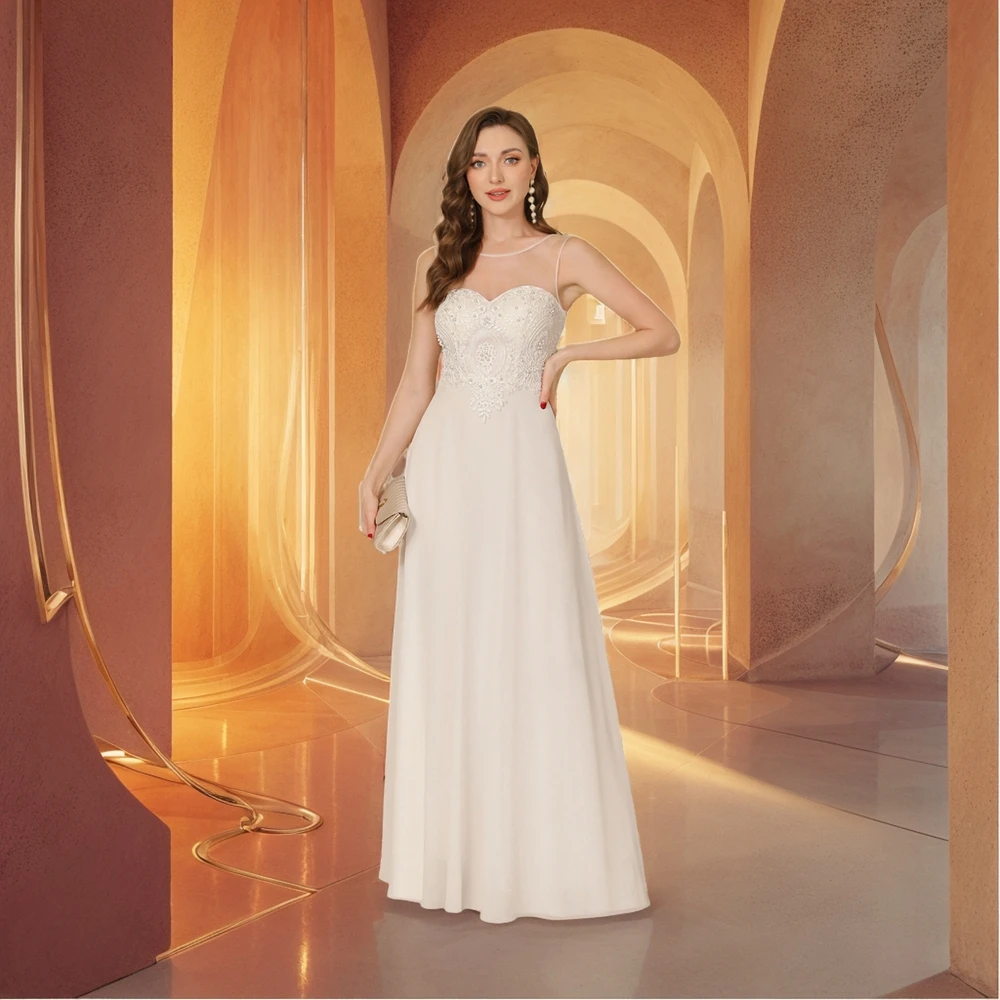 Popular Evenning Dress Lace Long Prom Dresses For Women 2024 Elegant Chiffon Evening Formal Maxi Gowns For Wedding Party