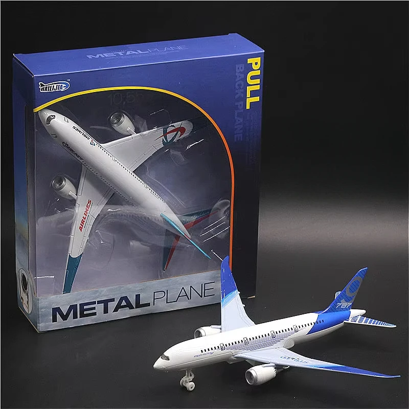 Boeing 787 alloy aircraft model 24cm large aircraft all alloy aircraft model lights children's hobby gifts collectibles