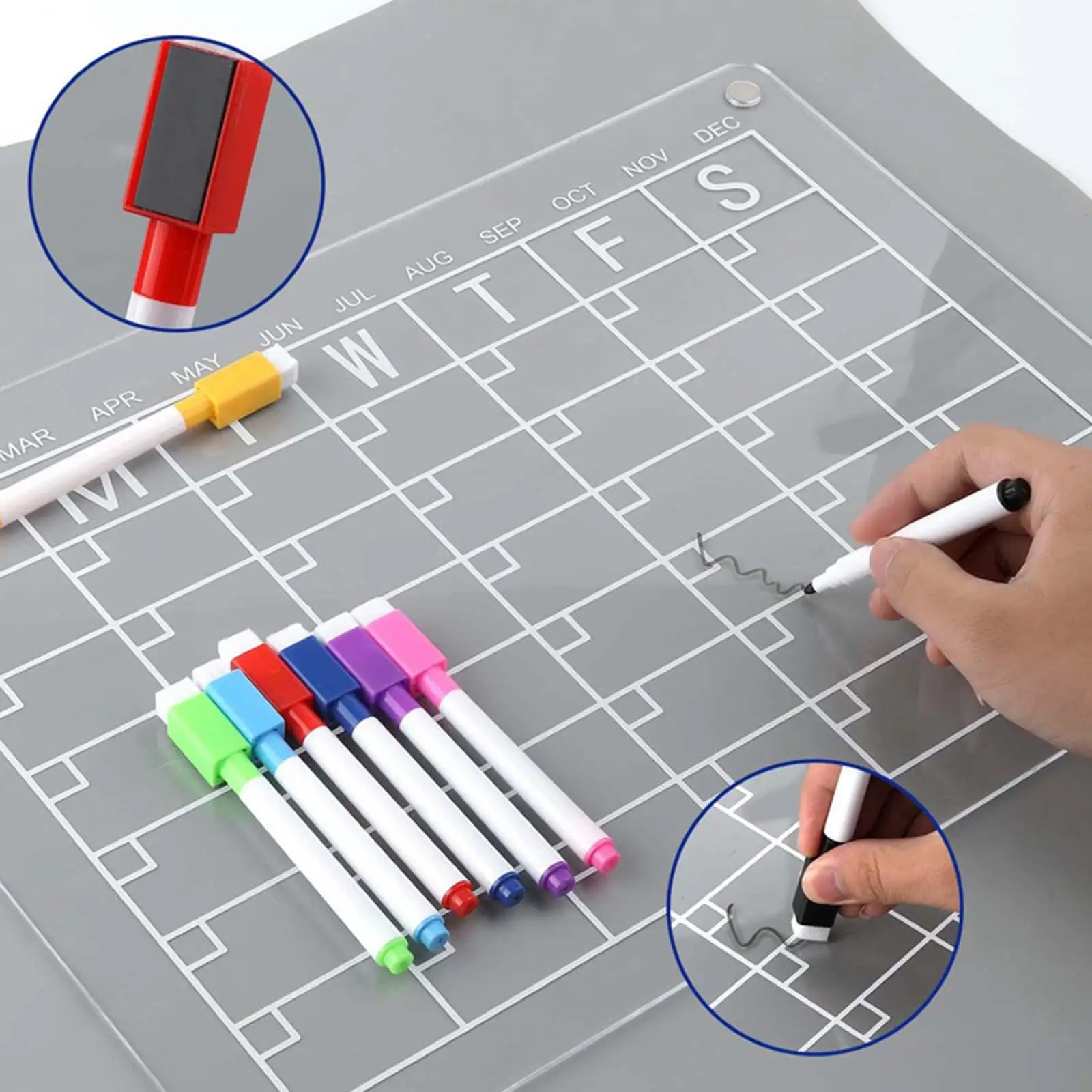 Magnetic Calendar for Fridge Portable Clear Acrylic Calendar Erasable Weekly Calendar Dry Erase Calendar for Home Office Family