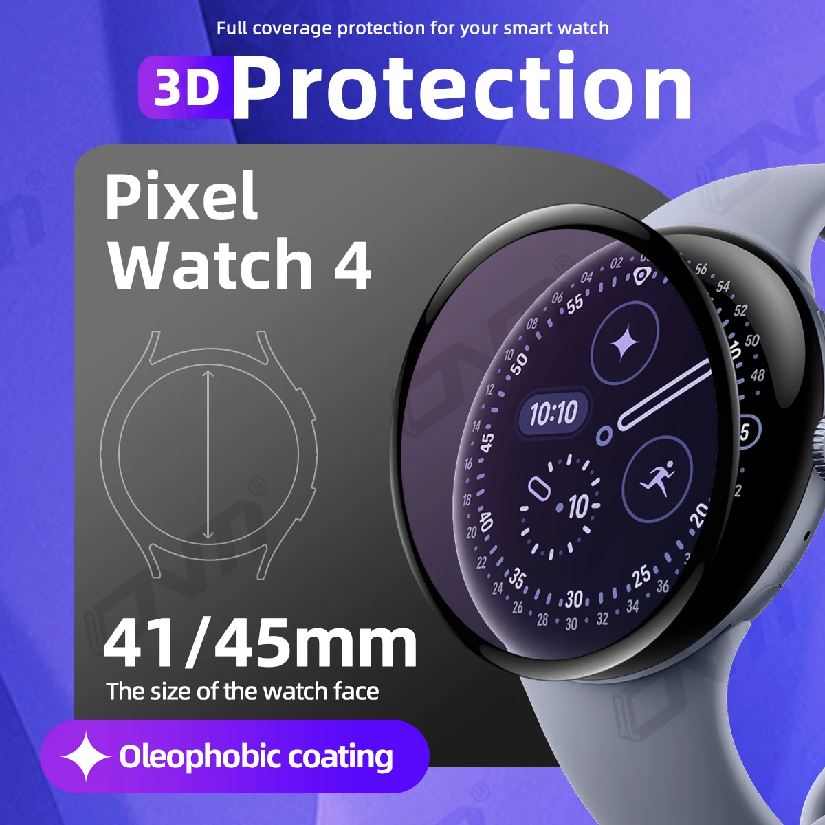

3D Protection Film for Google Pixel 4 45mm 41mm Screen Protector, Full Coverage Anti-scratch for Pixe4 Accessories ( Not Glass )