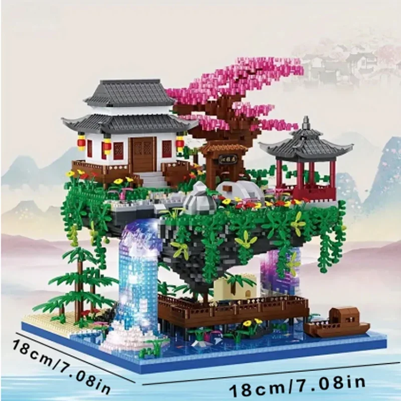 

2857-Piece Peach Blossom Pond Building Blocks, ABS Material, Mixed Color Decoration Set, Suitable for Furniture Arrangement