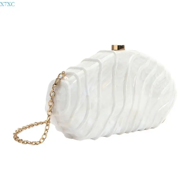 

X7XC Luxurious Irregular Shell Acrylic Purse for Women Evening Bag Shoulder Bags For Wedding Receptions And Galas