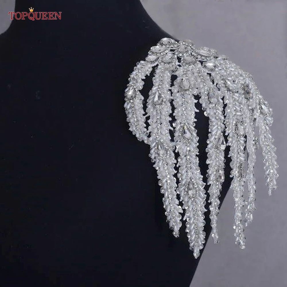 TOPQUEEN SP66 Trang Phục Nhưng Vật Dính Liền Đặt Bead Rhinestone Các Bản Vá Lỗi Chỉnh Trang 3D Scrapbooking May Cho Quần Áo Phụ Nữ Epaulettes