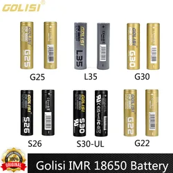 Original Golisi IMR 18650 Battery Rechargeable Lithium Battery 3.7V CDR 20A 1000 Times Cycle Life For Flashlight UAV Camera Toy