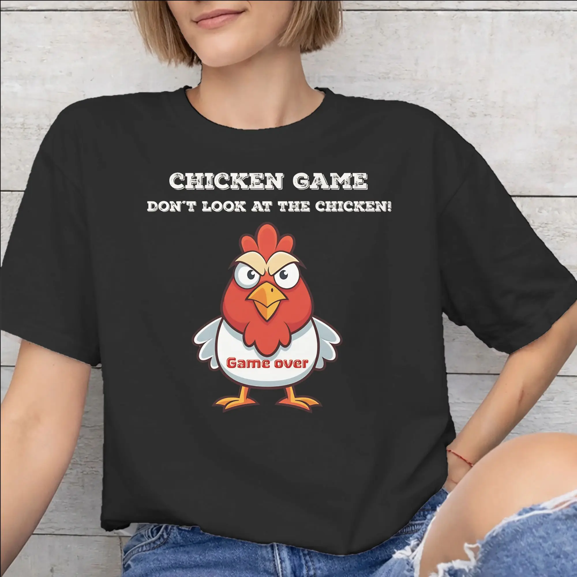Men Women New Arrival Chicken Game Dont Look At The Chicken T Shirt Tee Cotton  T-shirts Clothing