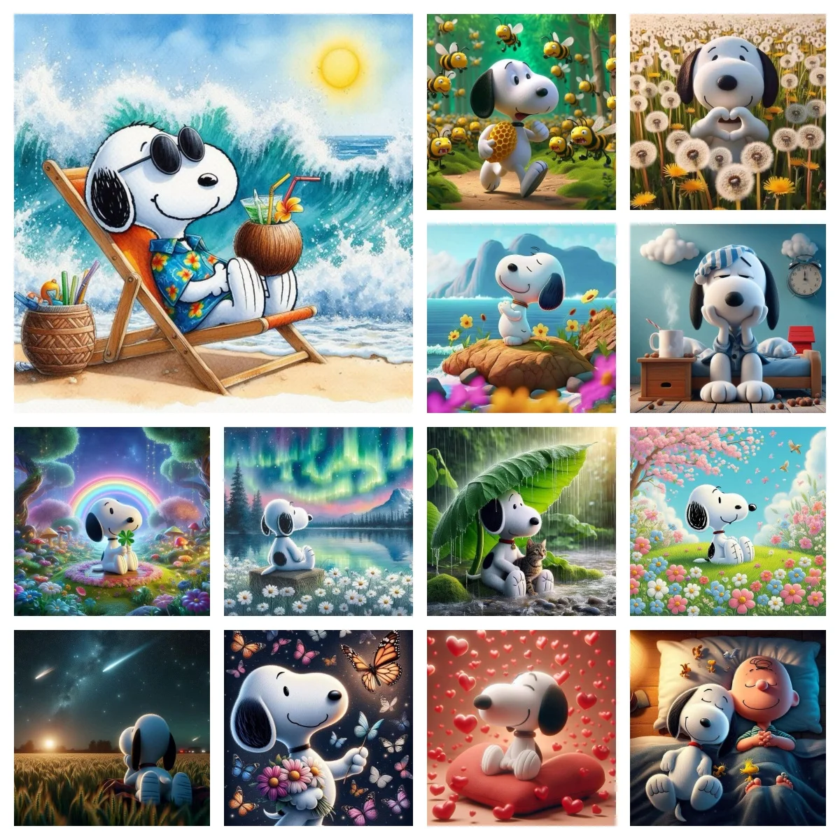 

Pet Beagle 5D Diamond Painting Kit Cartoon S-Snoopy Mural DIY Diamond Embroidery Cross Stitch Fun Children's Hand Home Decor