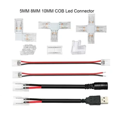 2Pin COB LED Connector 5mm 8mm 10mm Width Strip to Strip Wire Power Joint Corner Connector For COB Single Color LED Strip 5pcs