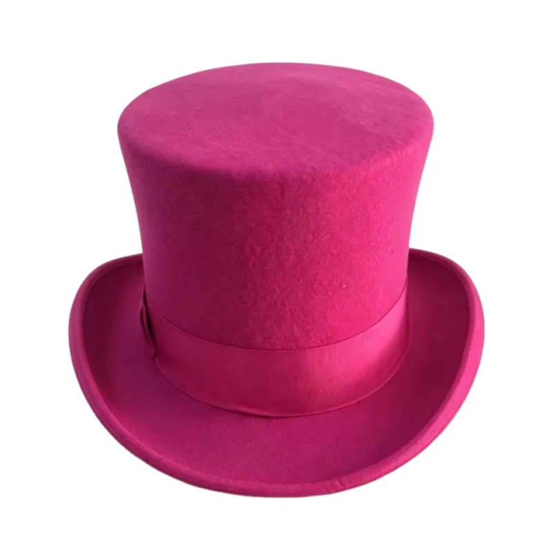 LIHUA Women Party Fashion Wool Tophats Men's Flat Top Hats 100% Wool Derby Hat Felt 18cm/7inch  Bowler Hat Magic Hat