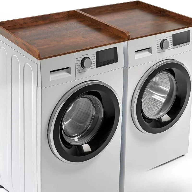 Wooden washing machine countertop storage rack, laundry room toiletries organizer