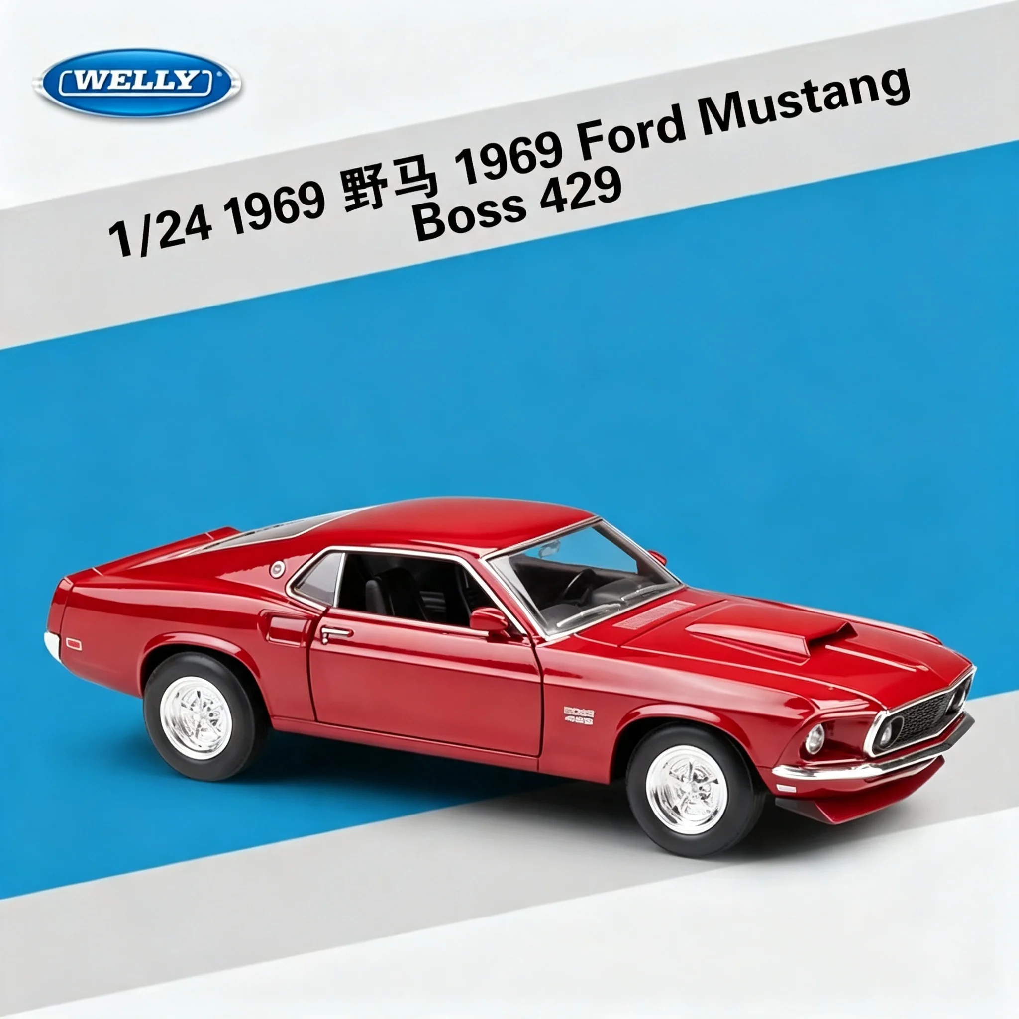welly-1-24-1969年フォードマスタング429コブラジェット、公式ライセンス取得済みダイキャスト合金製マッスルカーモデル、クラシックなアメリカンコレクターギフト