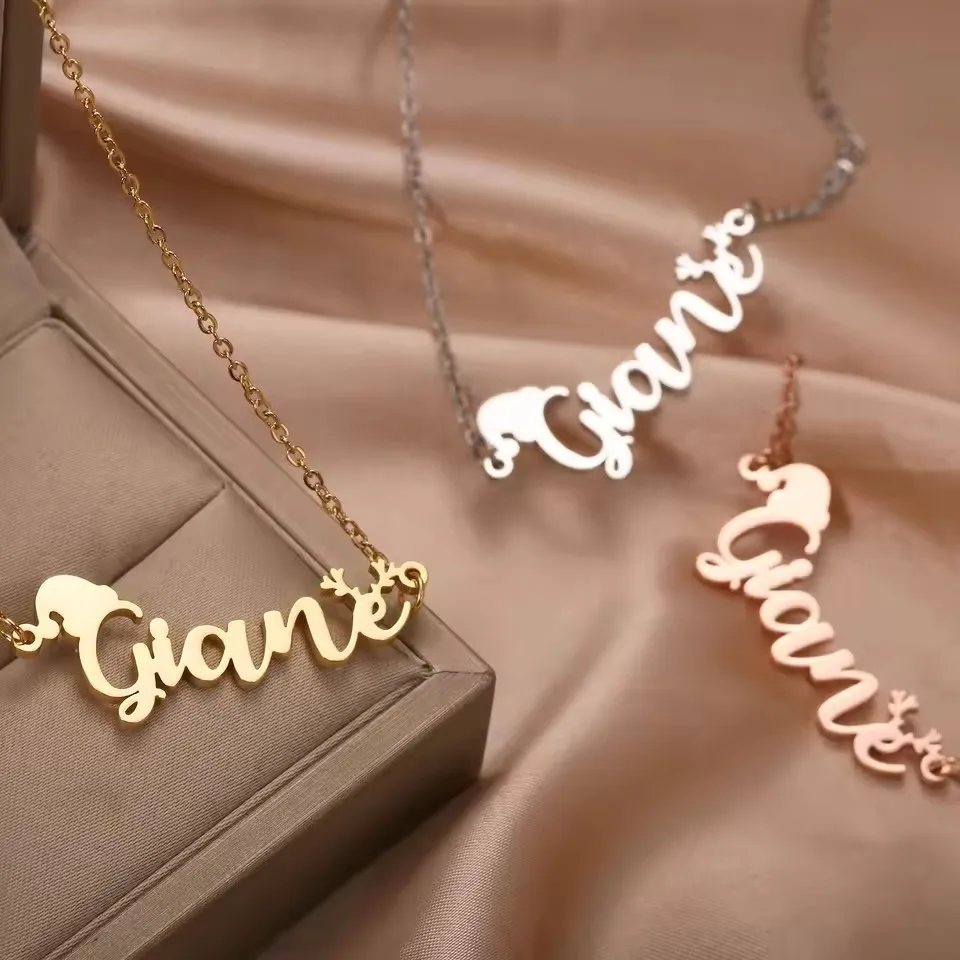 Hat Branch Pendant Necklaces For Women Christmas Gift Personalized Name Necklace Custom Name Stainless Steel Jewelry