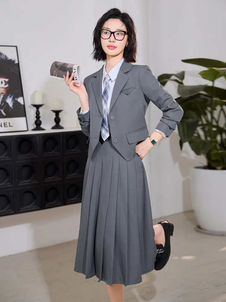 

Gray professional suit for women2025New high-end formal suit dress for petite women for interviews and commuting