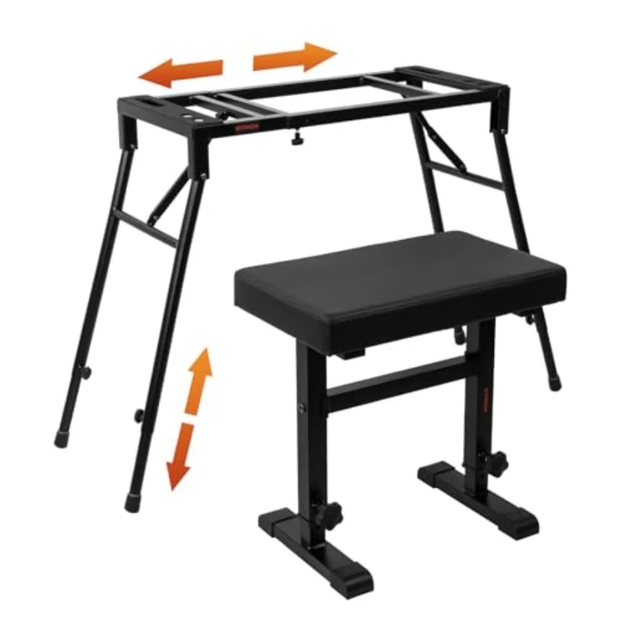 Collapsible Piano Keyboard Stand and Bench Set Portable Digital Piano Stand for 54-88 Key Electric Pianos and Adjustable Piano