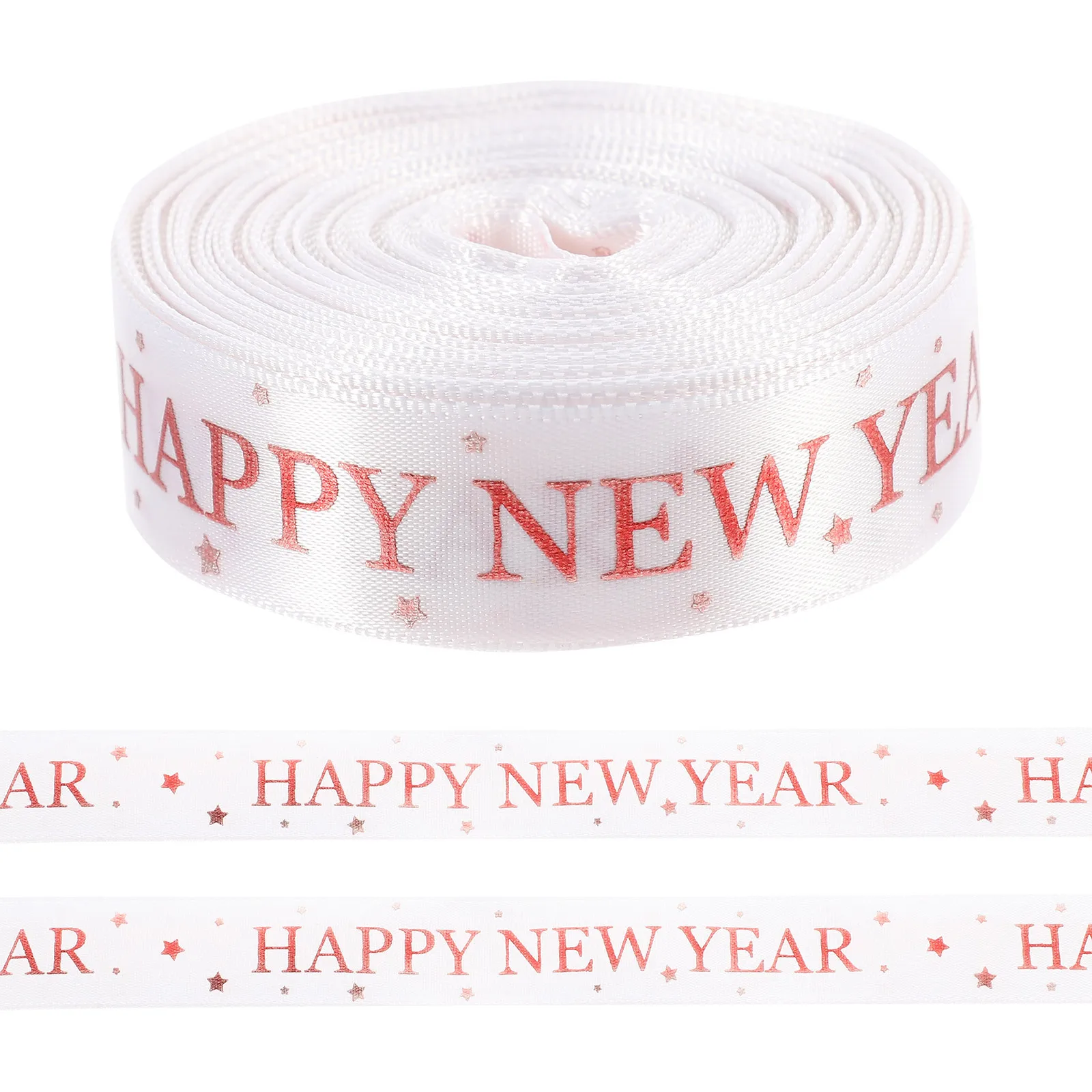 1 Rolle Frohes Neues Jahr Band für Geschenkverpackung, DIY, Basteln, Kranz, Dekor, Geschenkband, schneidbar, verschleißfest, handgefertigt, Festival