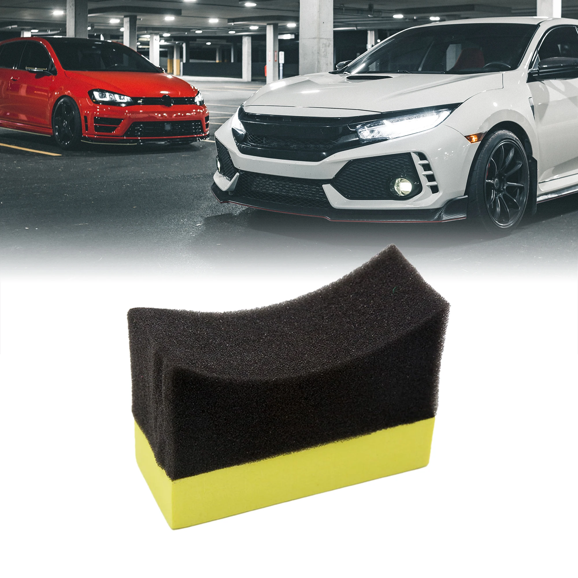 

uxcell 1 Pack Car Vehicle Professional Tyre Tire Dressing Applicator Curved Foam Sponge Pad