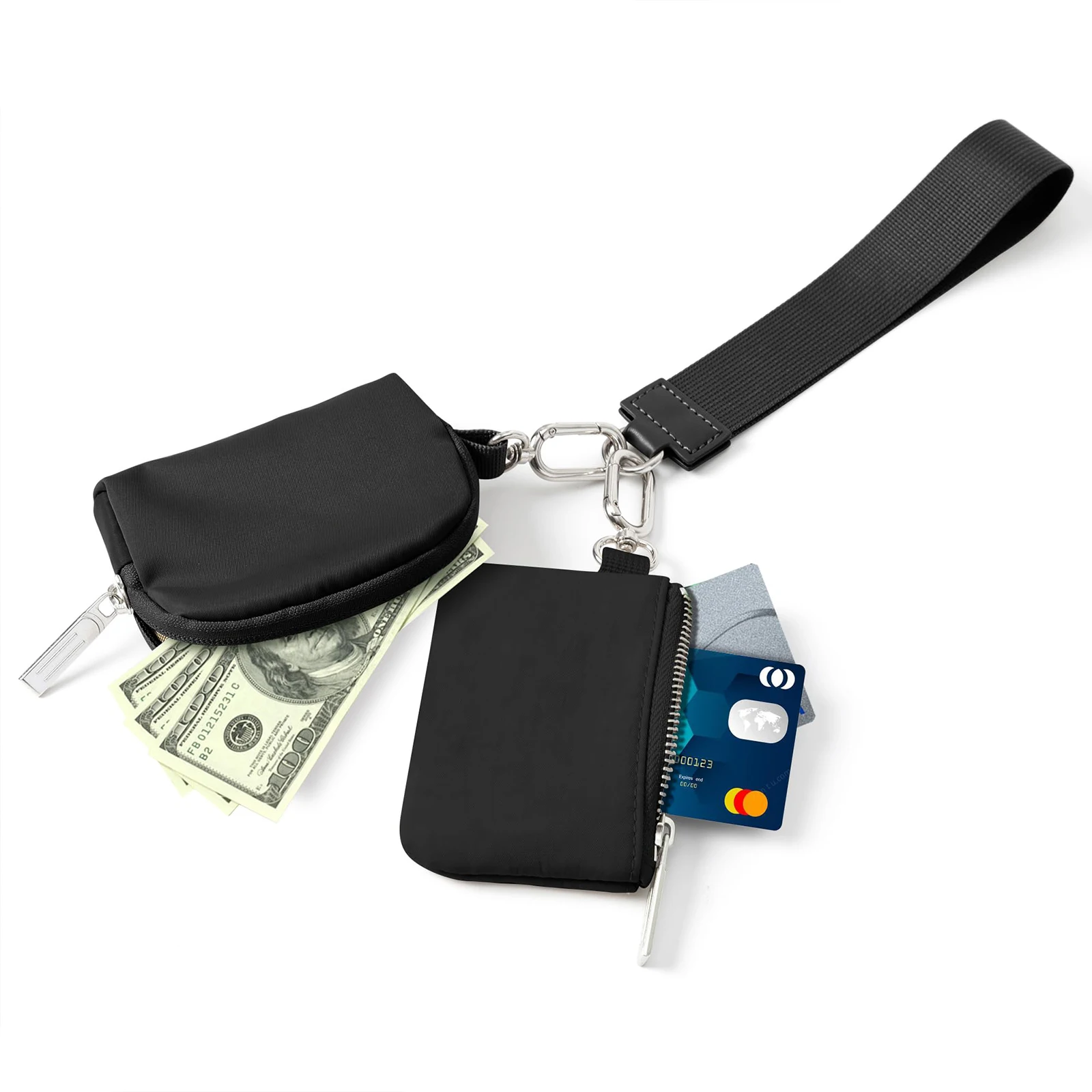 Mini Wallet Detachable for Women, Dual Pouch Wristlet Portable Wallet Coin Purse Mini Women Coin Pocket