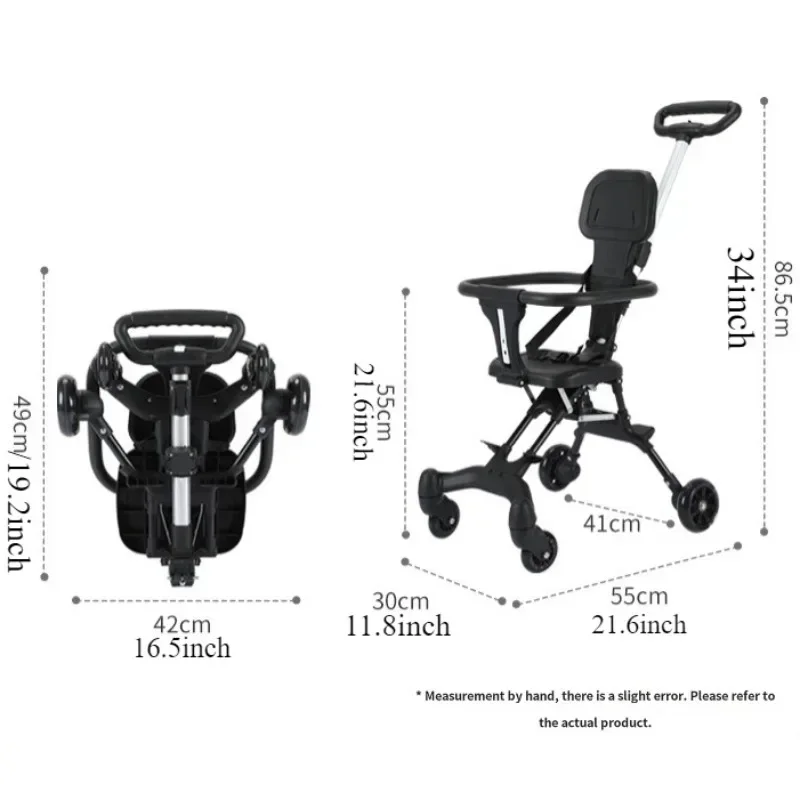

Baby Stroller for Toddler One-click Folding Lightweight Stroller Two-ways Baby Strolling Cart with Canopy Swivel Front Wheel