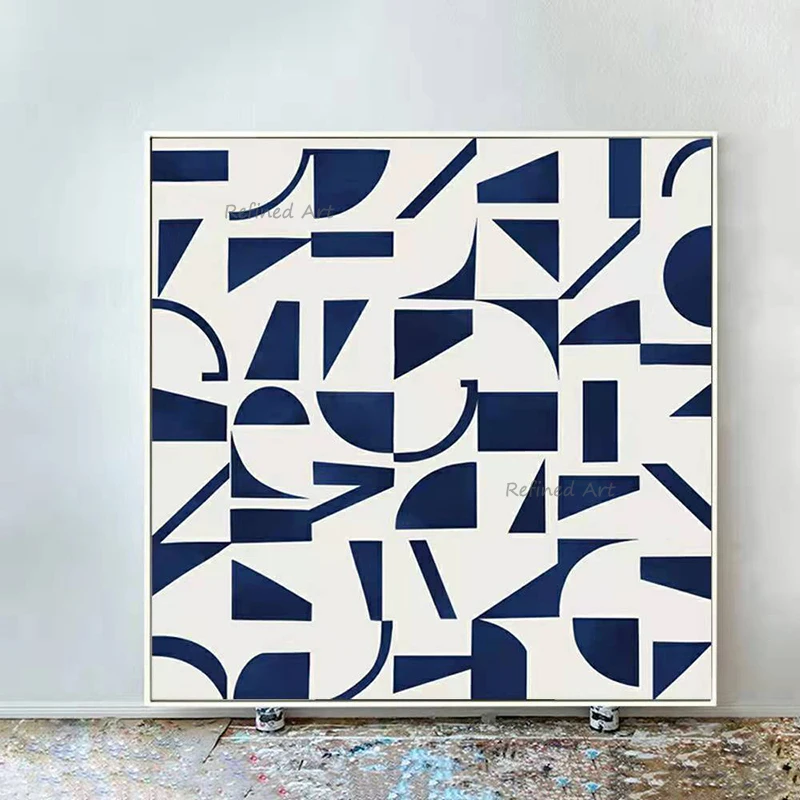 

Abstract Hand-Painted Oil Painting on Canvas Modern Wall Art Decor Contemporary Geometric Artwork Unique Design Custom Size