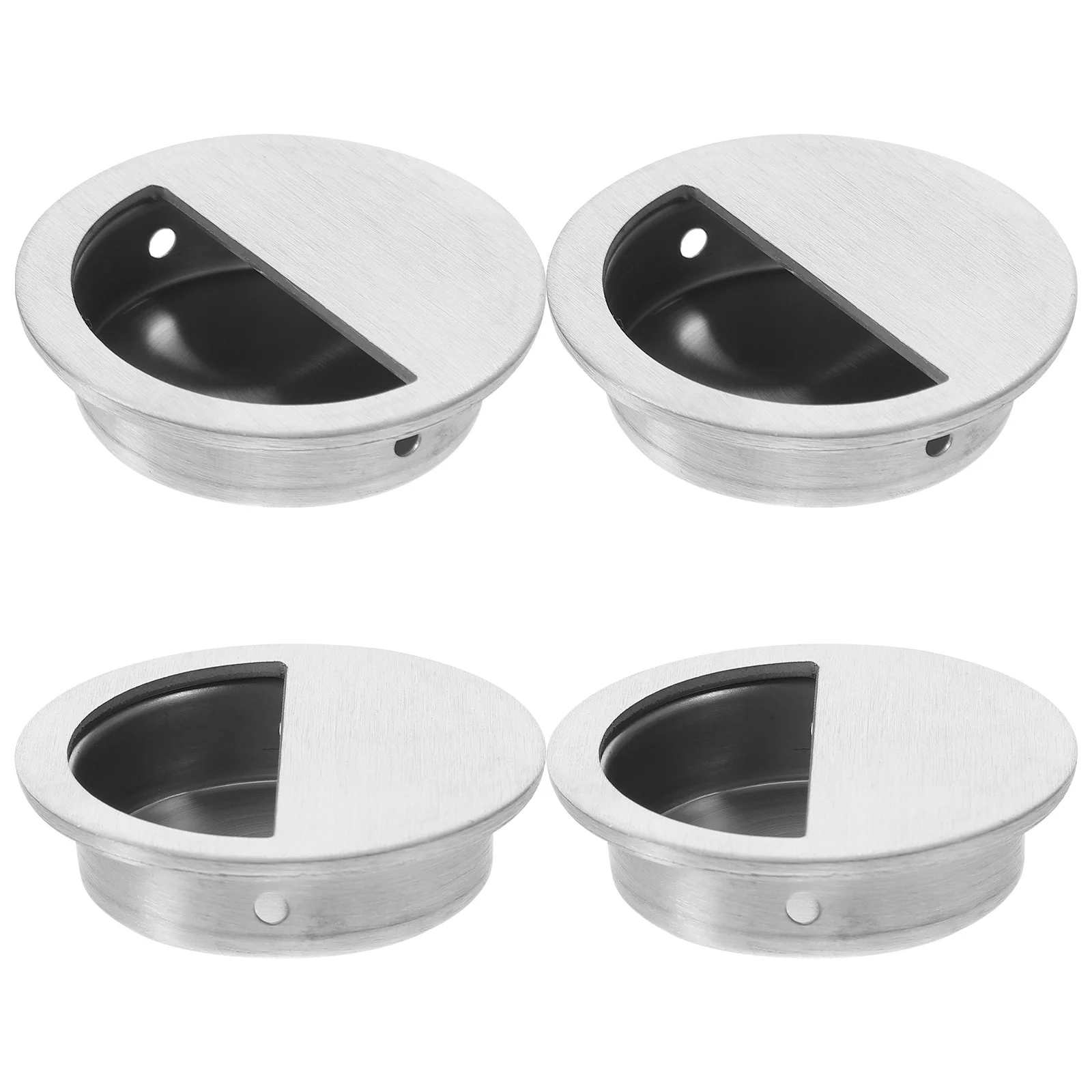 

4Pcs Stainless Steel Pocket Door Pulls Brushed Surface Recessed Handles for Cabinet Drawers Dresser Bathroom Vanity Interior