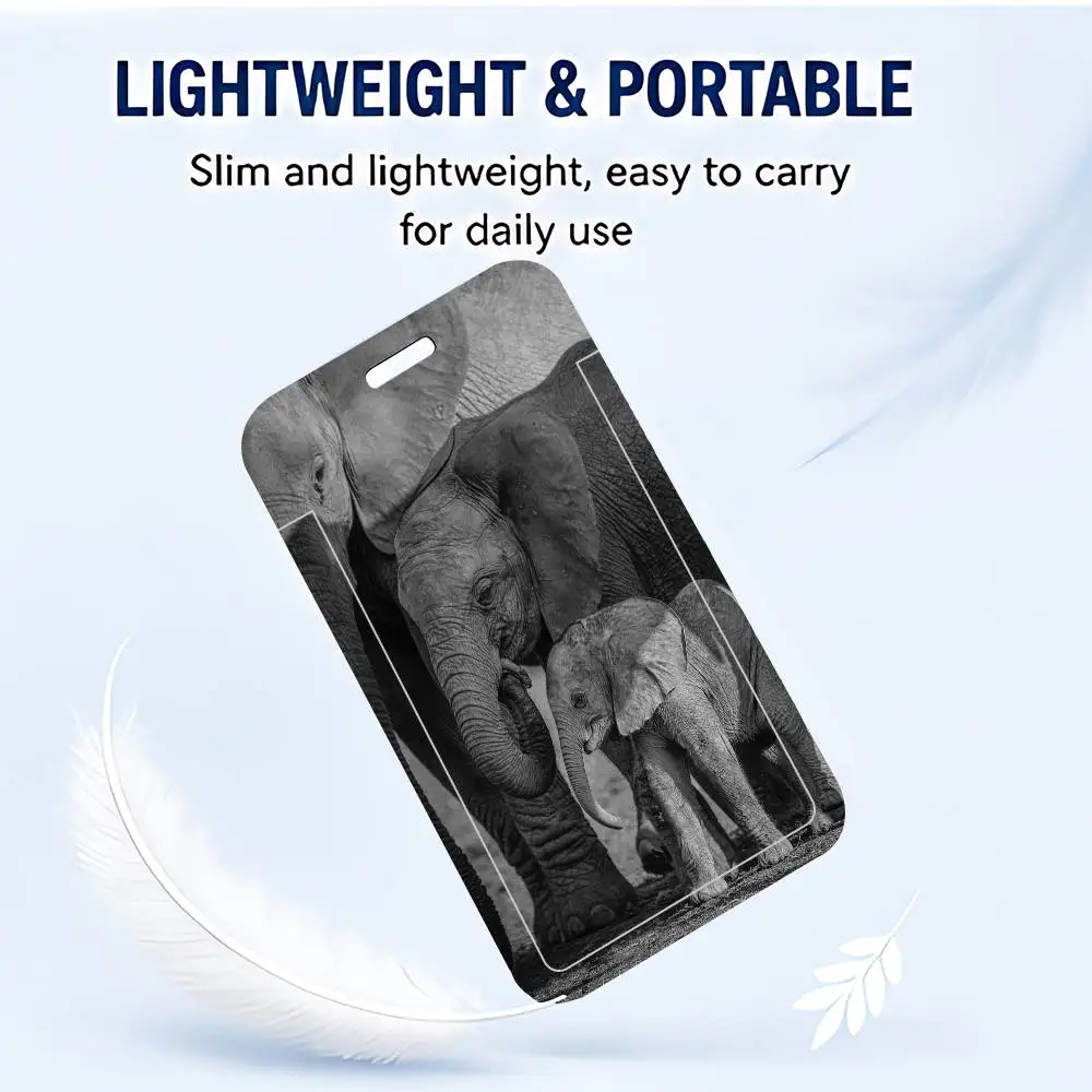 Wildlife Elephant Family Cute ID Card Holder Badge Cover PVC Card Case Student Work Card Holder Gift For Girls