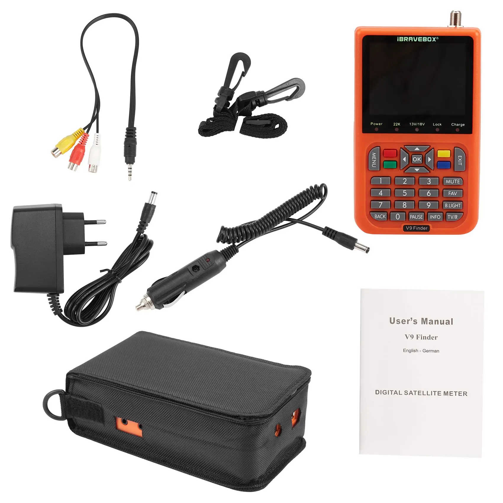 IBRAVEBOX LCD V9 Finder Digital Satellite Finder LCD Satellite Finder Digital Satellite Signal Finder Meter Satellite Finder 3.5