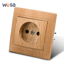 Wsa – prise de courant murale en bois, Standard ue, 16A, 86x86mm, panneau plastique ignifuge