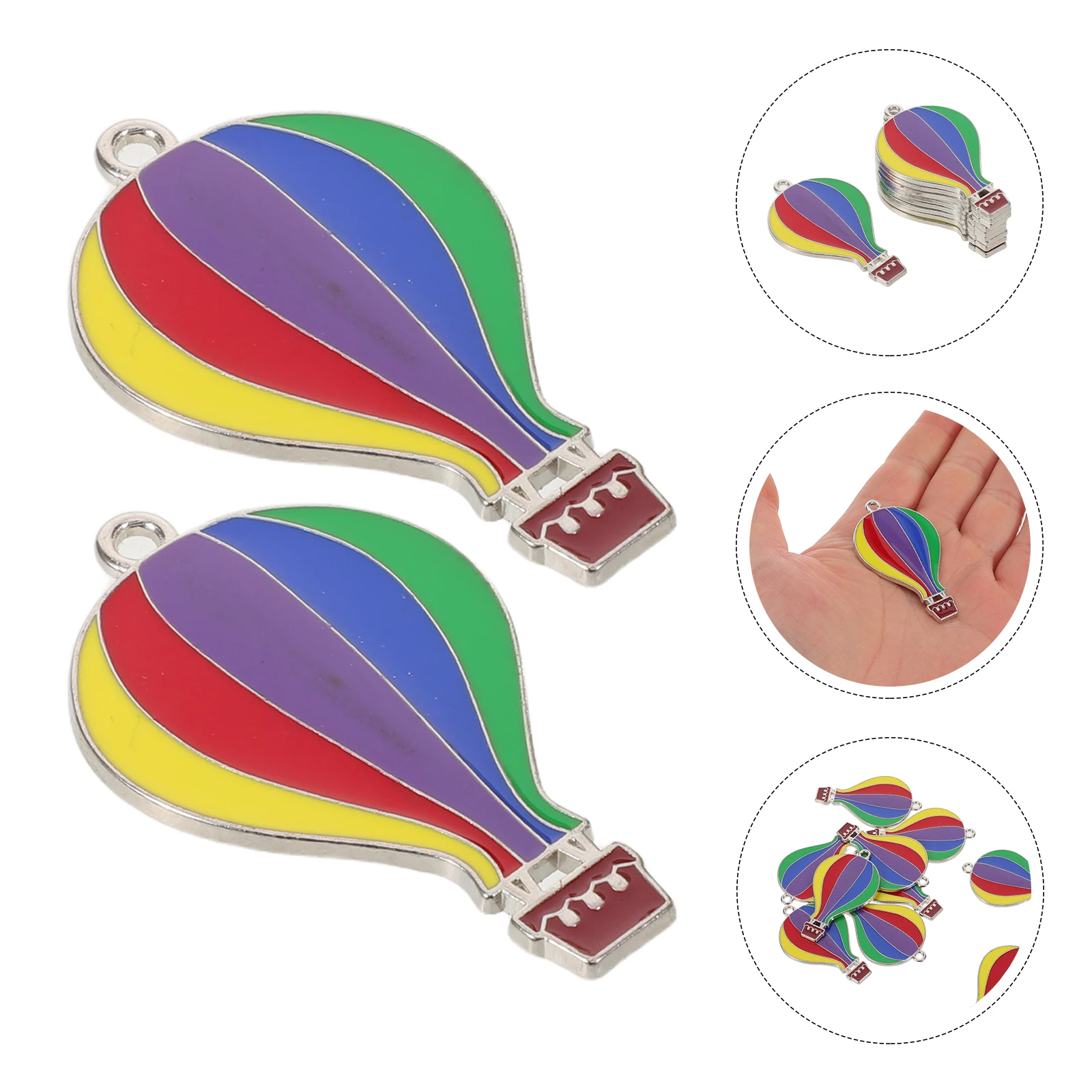 

12 Pcs Hot Air Balloon Pendant Jewelry Cartoon Bag Charms Decoration Alloy Cute Keychain Small