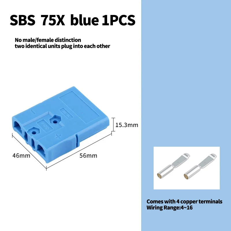 Lithium Battery Forklift Connector Set  SBS75X 75A 600V with Silver Plated Copper Terminals for Stable Current