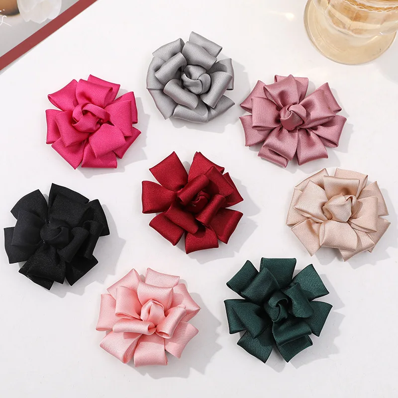 2pcs Romantic French satin fabric wedding fireworks gauze flowers DIY handmade and versatile hair clips hair accessor