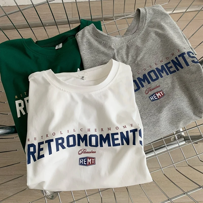 

Футболка Outlet Brand с коротким рукавом, свободного кроя, с принтом, без бирки, молодежная, из хлопка, для летней повседневной носки
