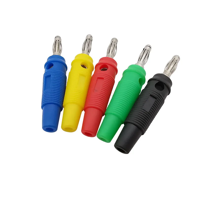 10Pcs Side Stackable 4mm Banana Plug Connector Solderless 4mm Banana Test Plugs Connectors Red / Green / Blue / Yellow / Black