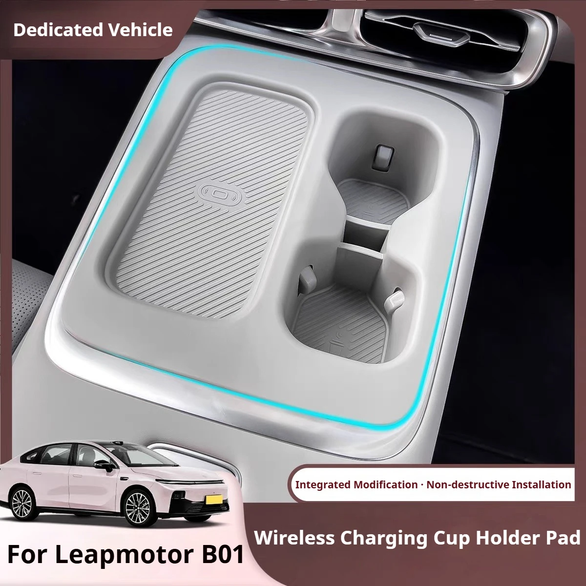 

For Leapmotor B01 2024 2025 2026 Car Central Control Wireless Charging protective Pad Silicone Pad Water Cup Holder Accessories