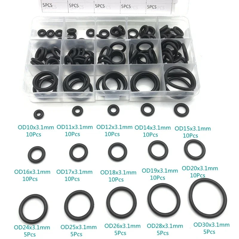 O Rings VMQ NBR 1.5/1.8/1.9/2.4/3.1mm Sealing Gaskets O-Ring Silicone Washer Rubber Oring Set Assortment Kit Set Box Ring
