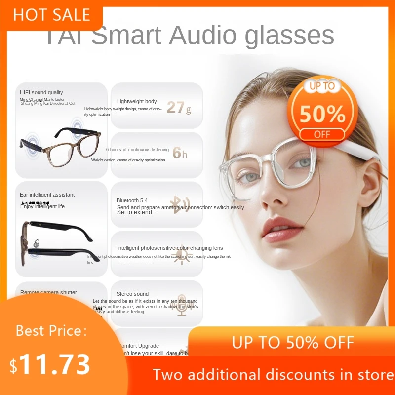 AI Translation Smart Glasses For Cycling Driving Listening To Music Calls And Photochromic Lenses For Indoor And Outdoor Use Hot