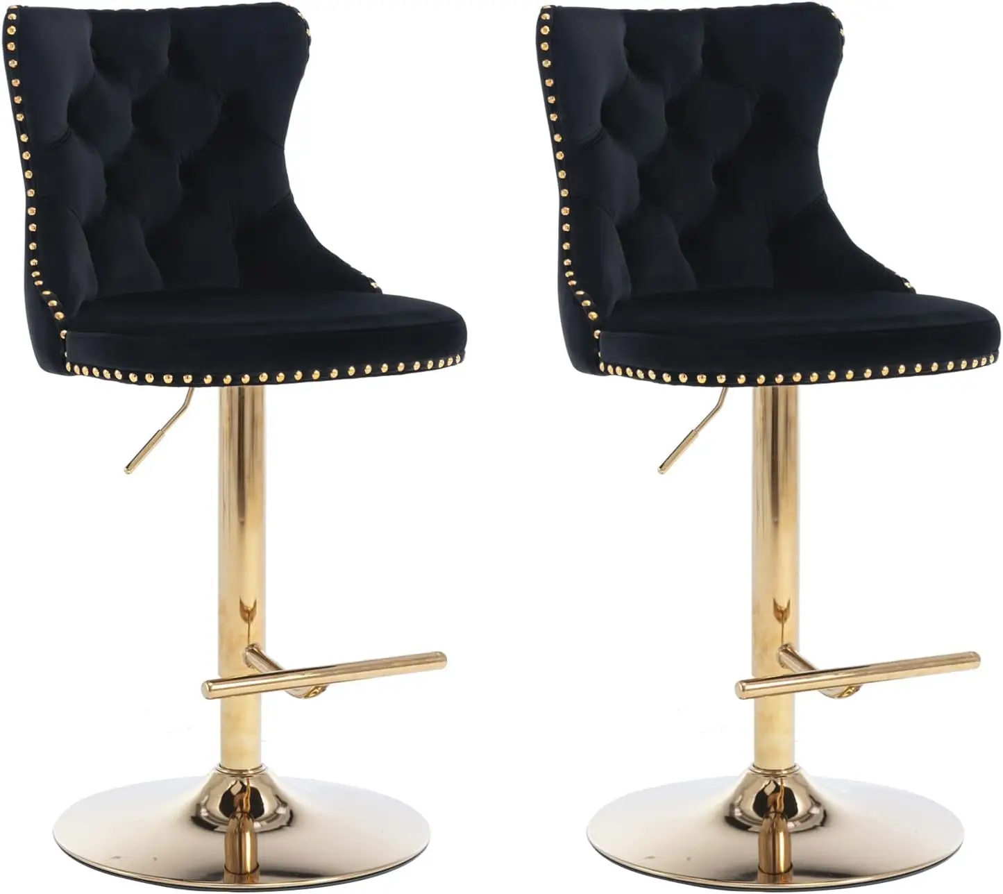

Swivel Bar Stools Set Of 2,Adjustable Barstools With Ba Velvet Tufted Counter Stool Modern Upholstered Bar Chairs With Nailhead