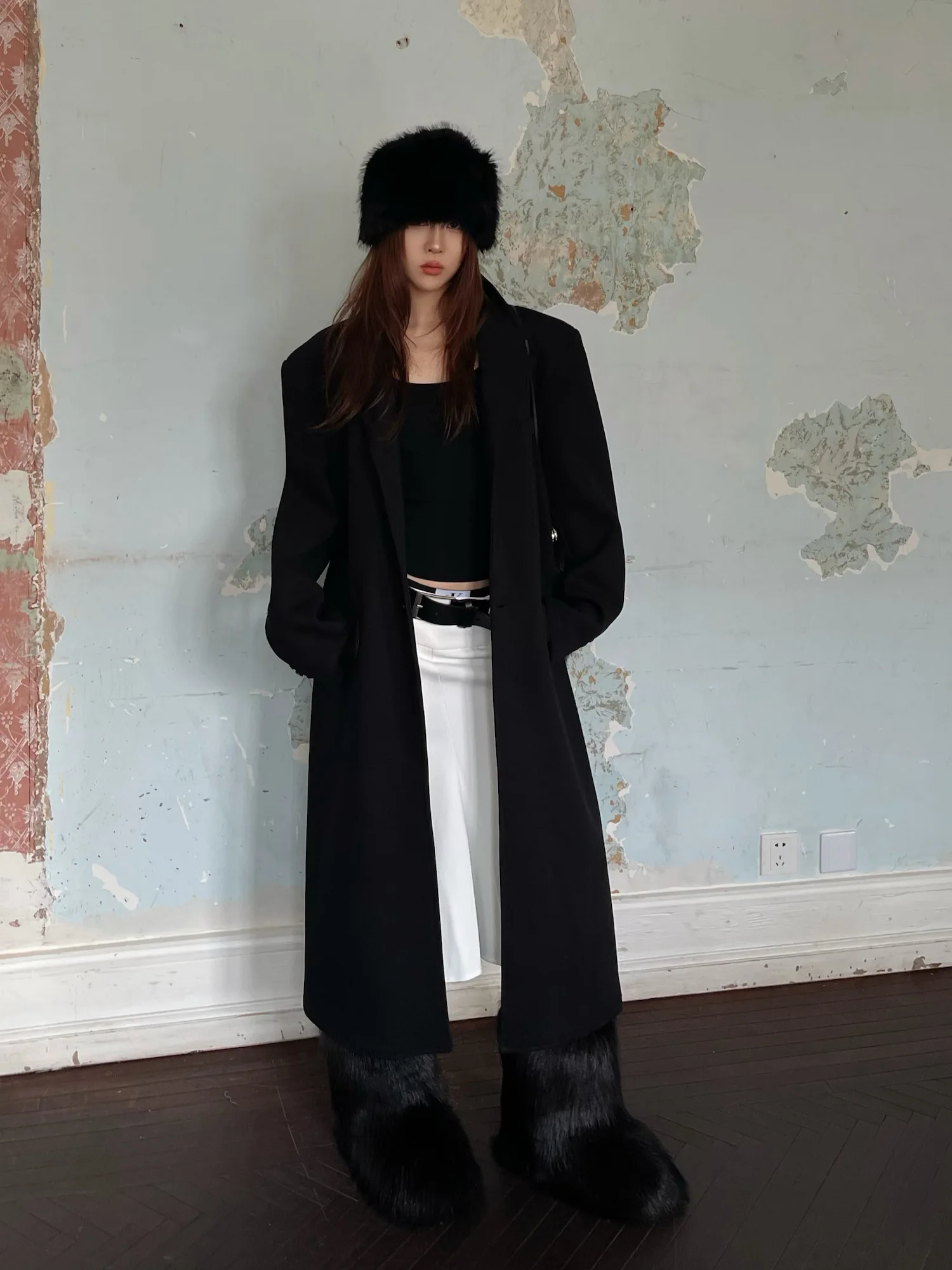 

Sermeet Ele Long Bla Hebe Coat Women's Autumn Winter Mid-Length High-End Feeling Windbreaker Simple Commute Sle