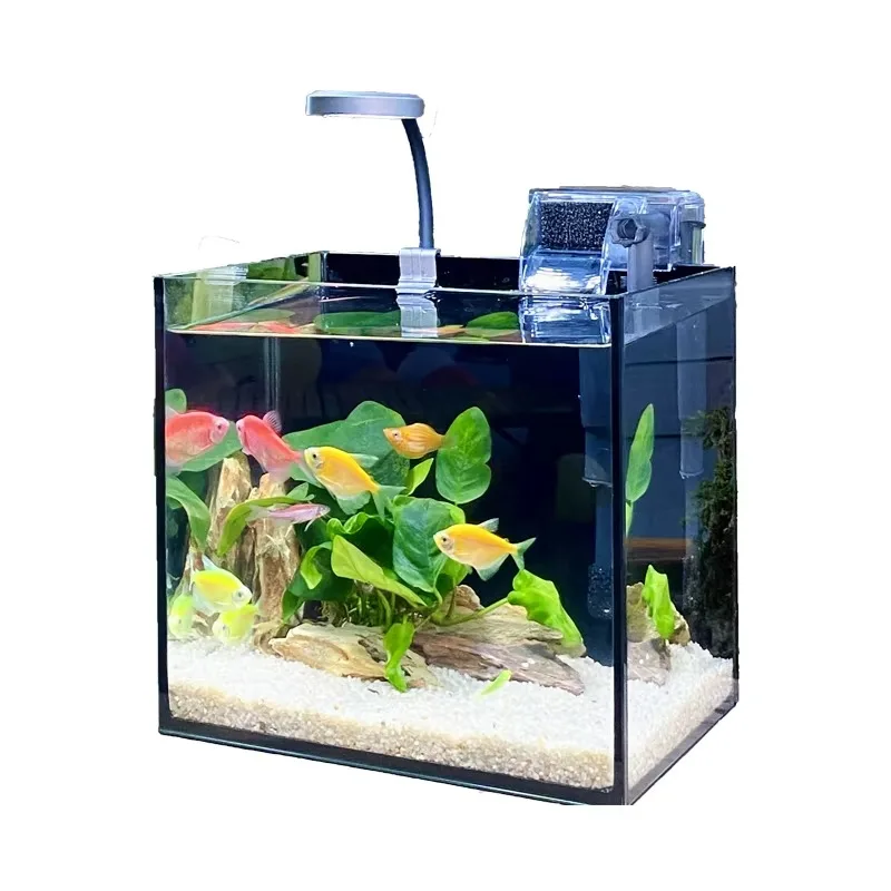 

Wholesale Ultra White Clear Bent Glass Fish Tank Small Eco-Friendly Rectangle Salt Water Aquarium Home Use Desktop Box Packing