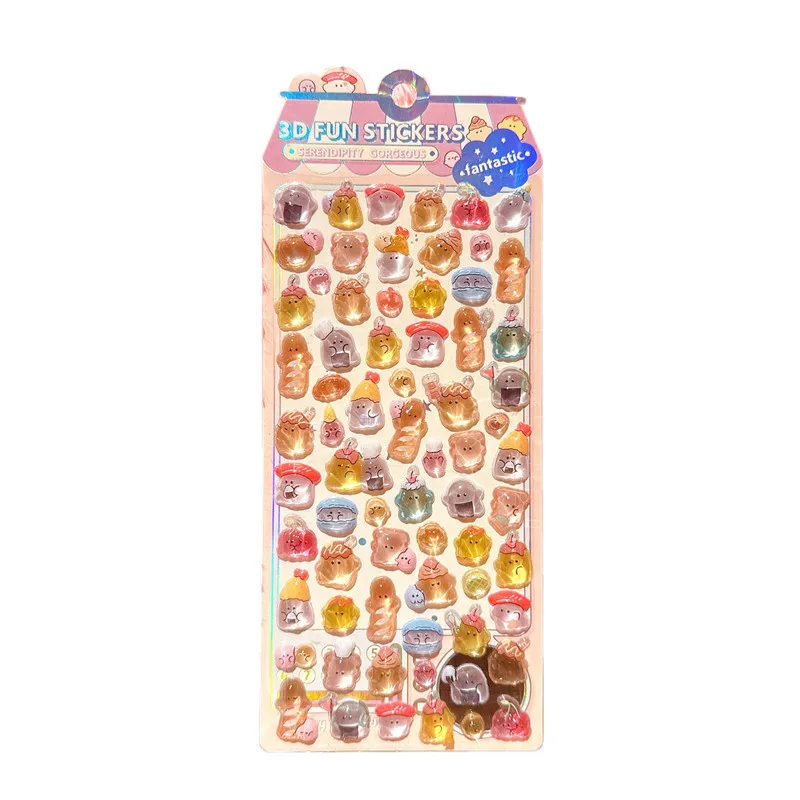 Dessin animé 3d Relief goutte autocollants animaux mignons bonbons fantôme Scrapbooking bricolage Journal papeterie autocollant déco école fournitures de bureau