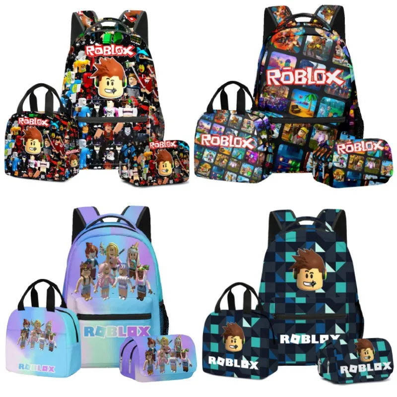 

Upgrade 3PC-SET Set ROBLOX Virtual World Primary Secondary School Schoolbag Backpack Mochila Backpack Lightening Zipper Shoulder