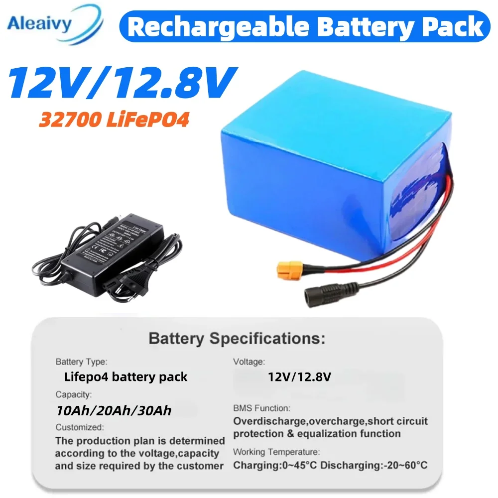

32700 Lifepo4 Battery 12V Battery Pack 30Ah 4S3P Built-in Balanced BMS for Electric Boat and Uninterrupted Power Supply+ Charger