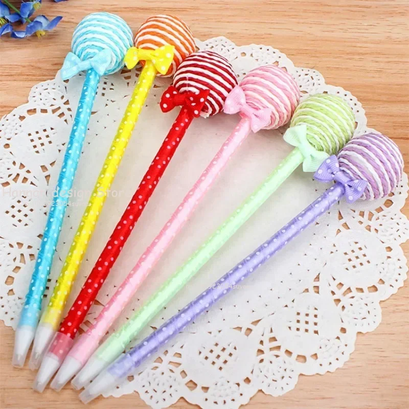 Bolígrafos Kawaii de Color caramelo con forma de bola, bolígrafo de piruleta, papelería linda, suministros escolares, papelería coreana, novedad