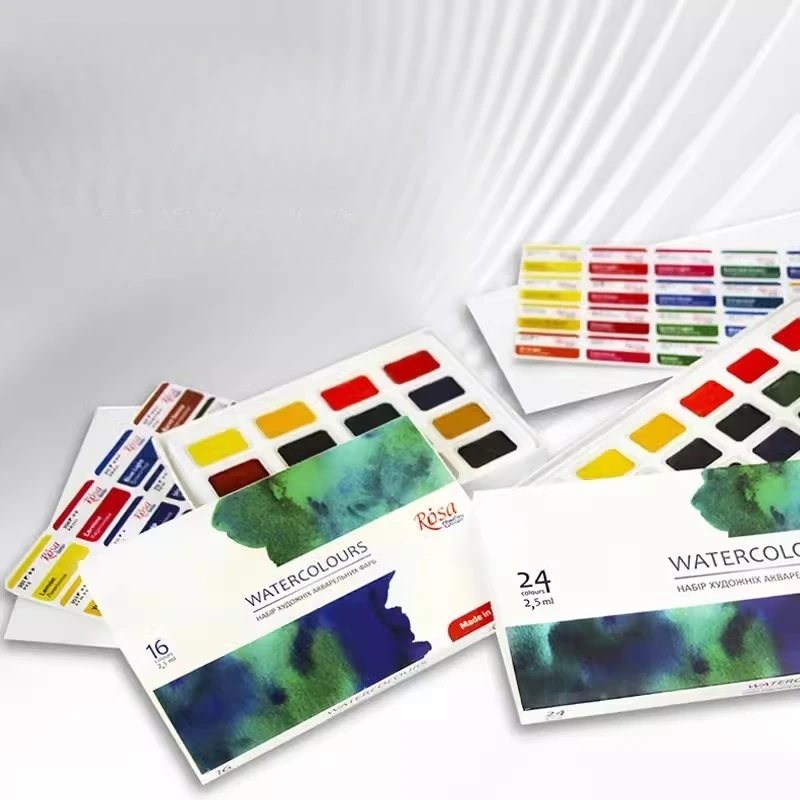 16/24 Color Solid Watercolor Paint Set Bright Colors Durable for Outdoor Sketch Illustration Comic Coloring Manicure Design