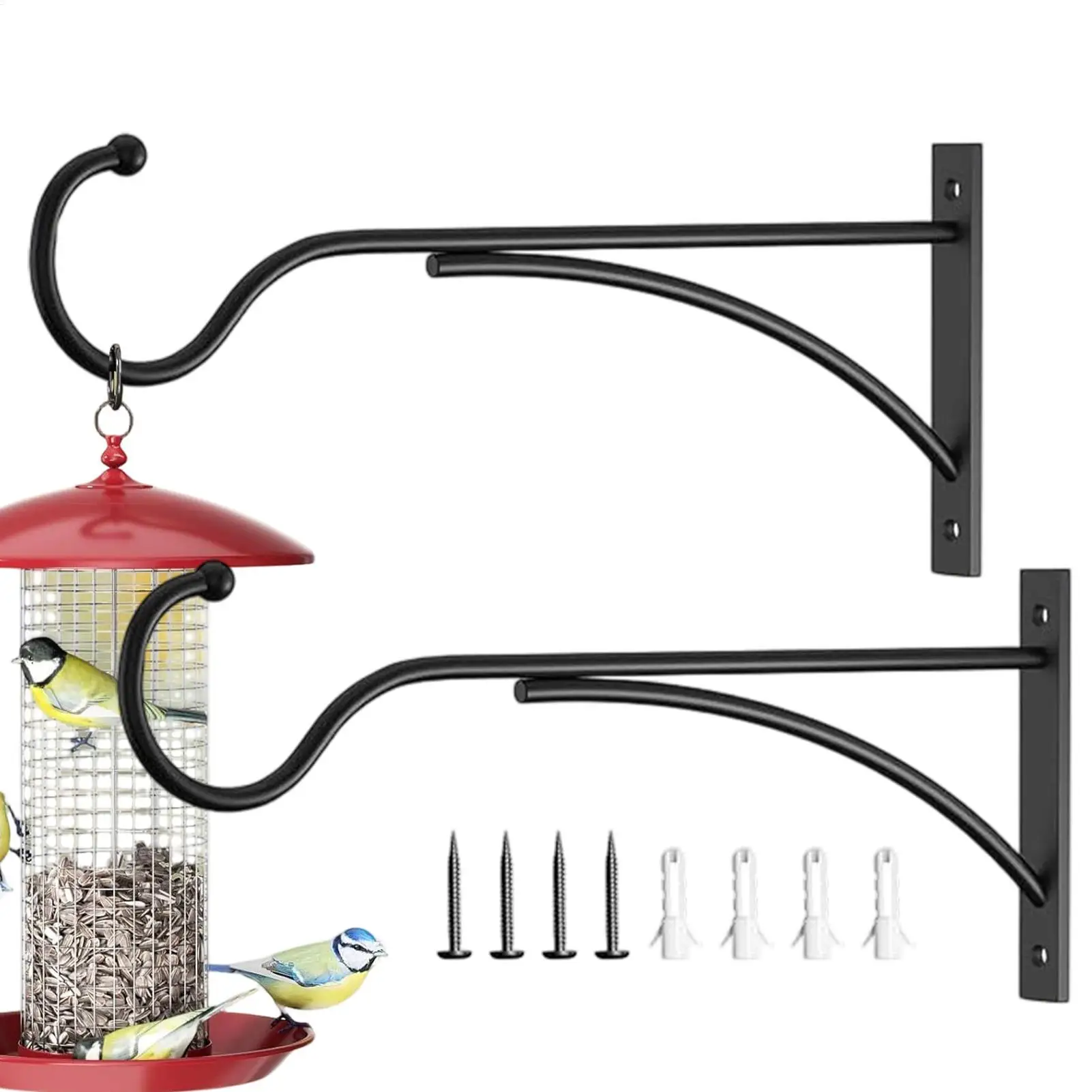 Plant Hooks Outdoor 2-Piece Metal Decorative Flower Basket Hangers For Outside For Bird Feeder Wind Chime Lantern House Fence