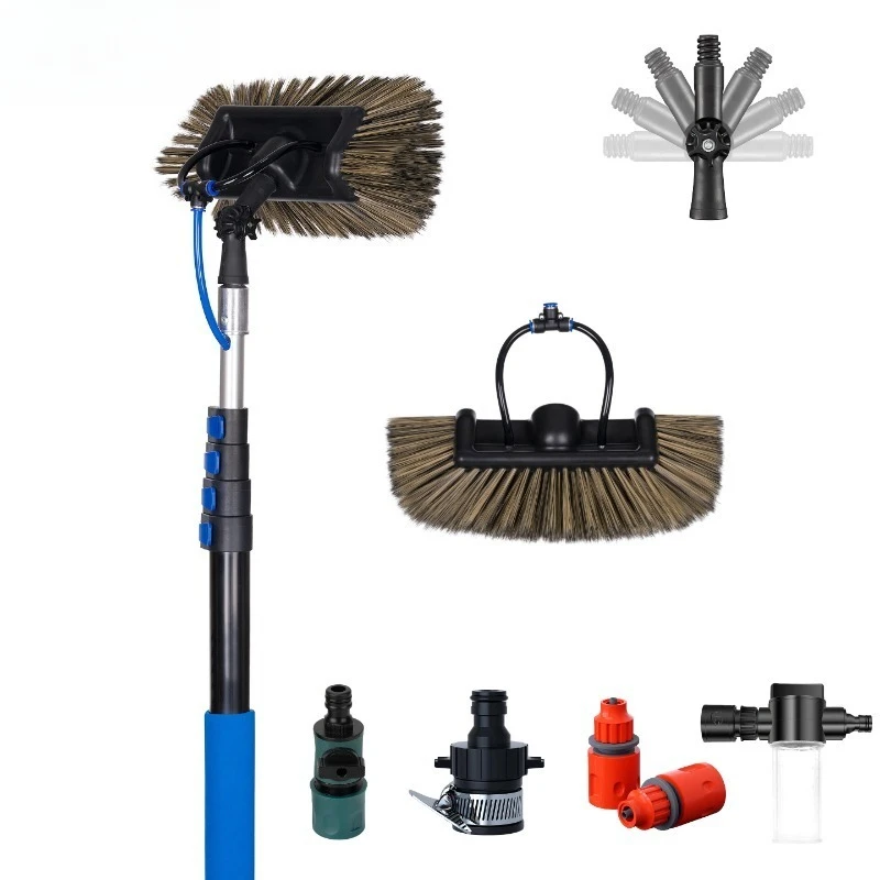 Water Fed Telescopic Cleaning Brush for Solar PV Panels, Window RV Glass Washing Tool, Multipurpose Surface Cleaner Kit
