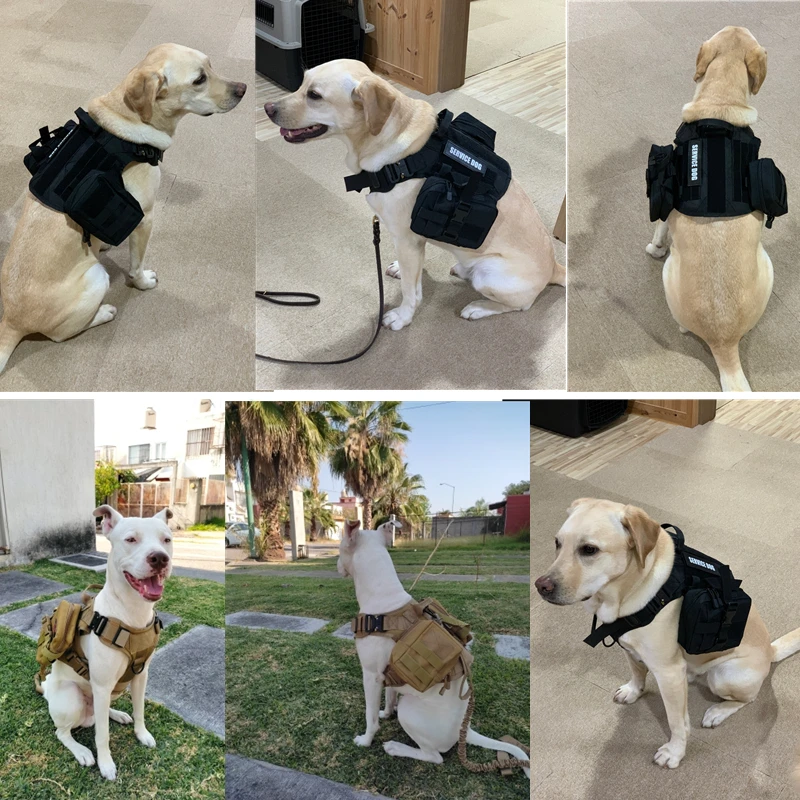 Tactical Dog Harness, Adjustable No-Pull Handle Service Vest Heavy Duty Pet Large Breed, Dog Vest for Training Hunting Walking