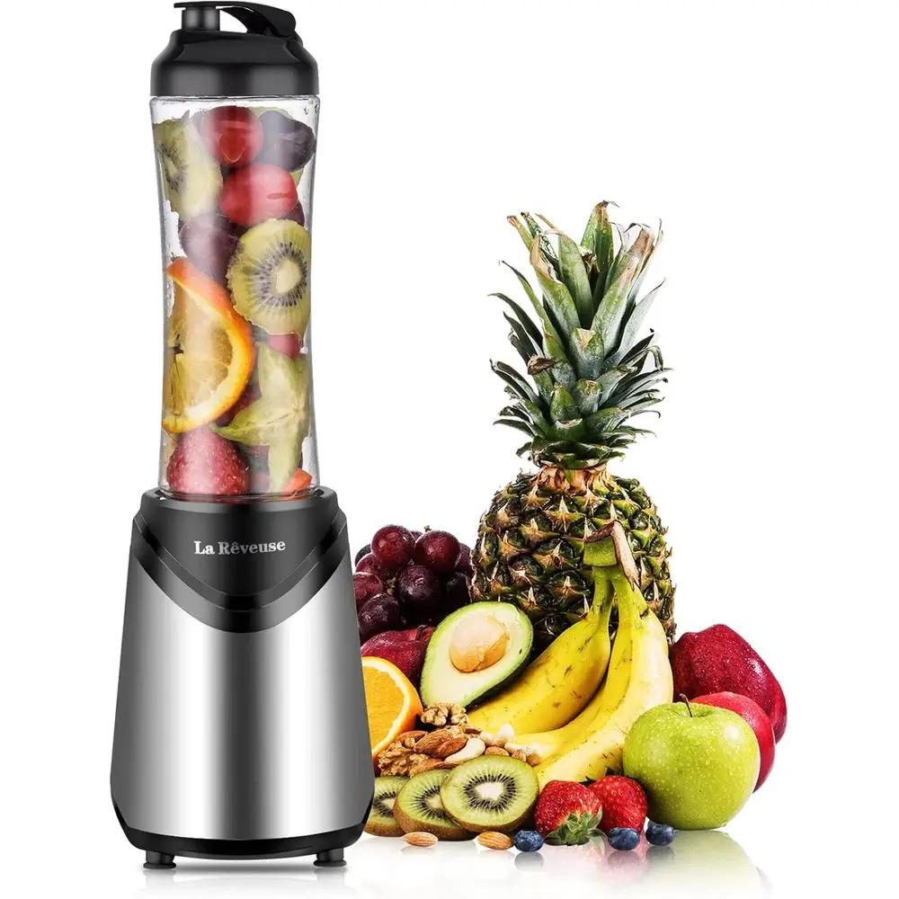 300 Watts Personal Size Blender with 18 oz BPA-Free Portable Travel Sports Bottle, Silver