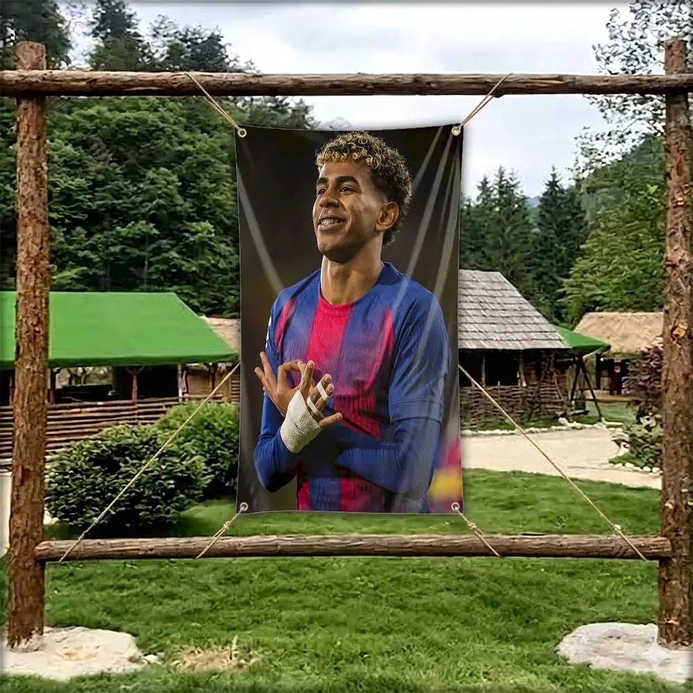 LY19 Genius Boy L-Lamine Yamal Flag Tapestry Banner for Bedroom Living Room Outdoor Camping Custom Supported