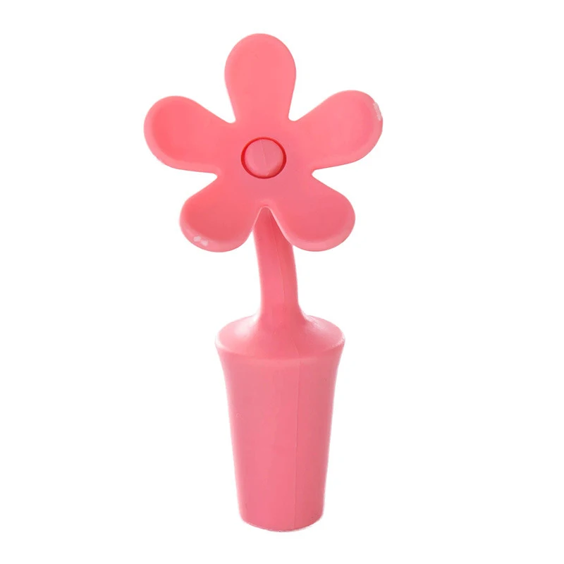 

2pcs Wine Stopper Flower Shape Reusable Silicone Wine Bottle Stoppers for Wine / / Beverage / Beer (Pink)
