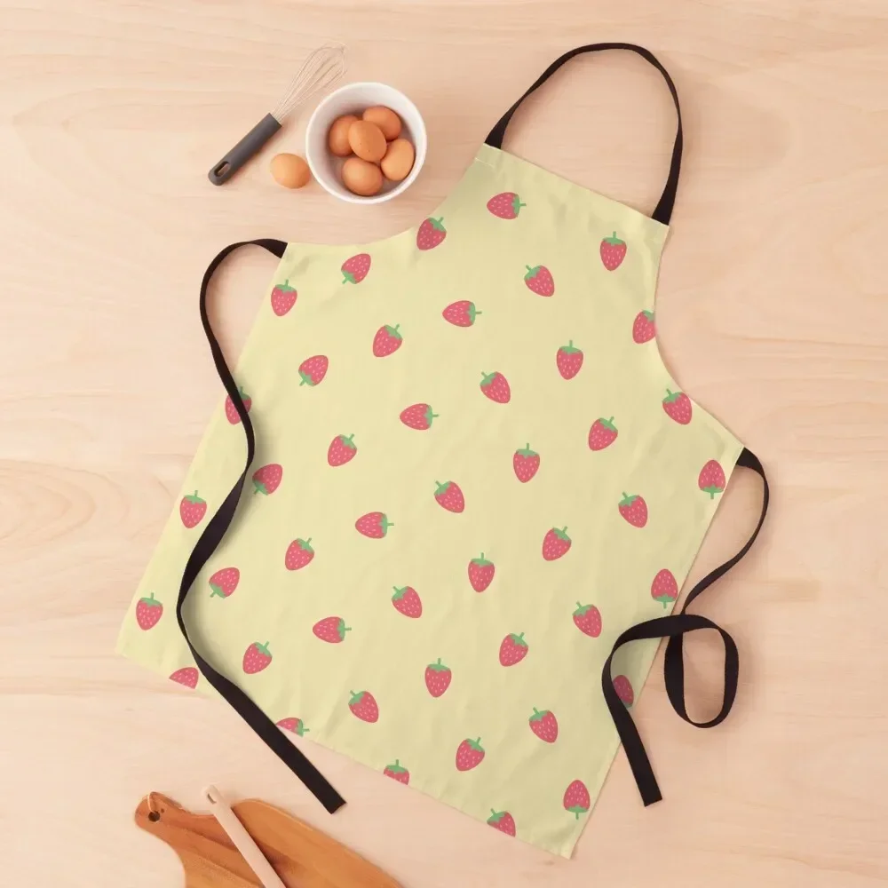 Strawberries Kawaii Cute Pastel Lemon Yellow Cottagecore Aesthetic Apron Camping household woman Kitchen Utensils Apron