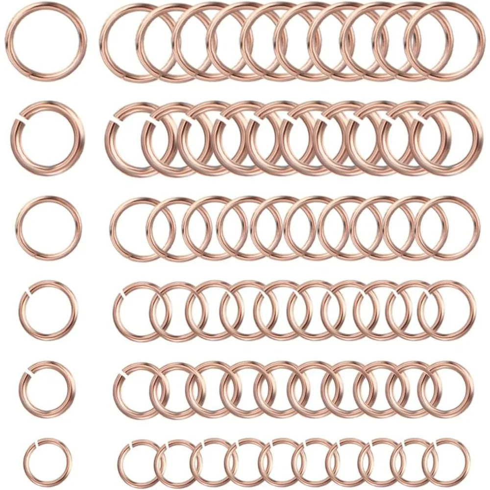 

1 Box 720Pcs Jump Ring Sets 304 Stainless Steel Open Jump Rings 3/4/5/6mm Jumping Rings Bulk Rose Metal Split Rings